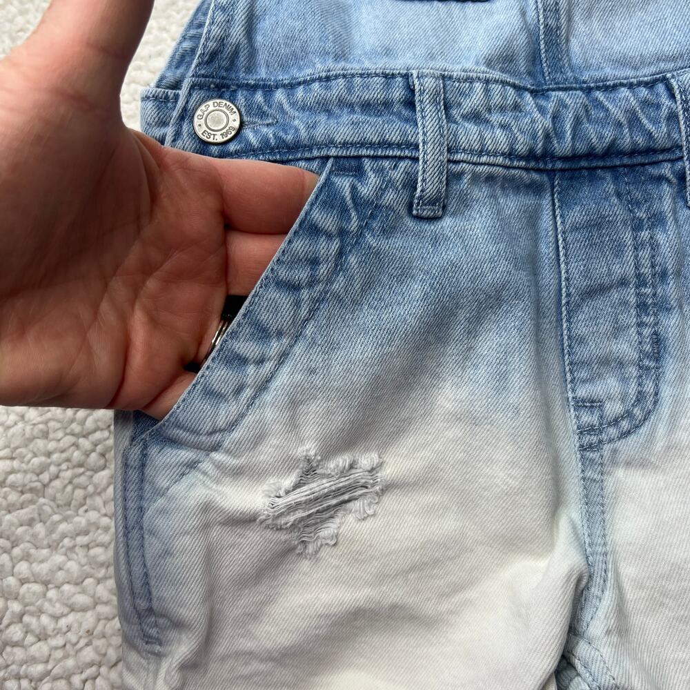 Gap Kids Denim Faded Bleached Short Overalls Small - Picture 3 of 11